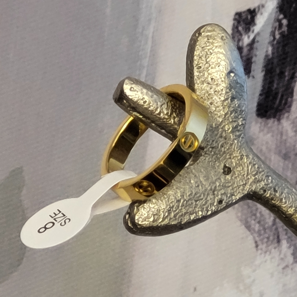 Love Ring w/ Screw Design Gold-tone Unisex Style Size 8 - Picture 3 of 12